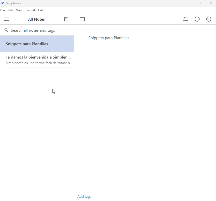 Simplenote: aplicación de texto simple similar a Bloc de notas. Diseño minimalista, guardado en la nube.